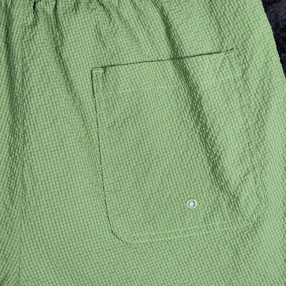 PacSun Mens Green Textured Seersucker Swim Trunks Shorts Small Drawstring Mesh
